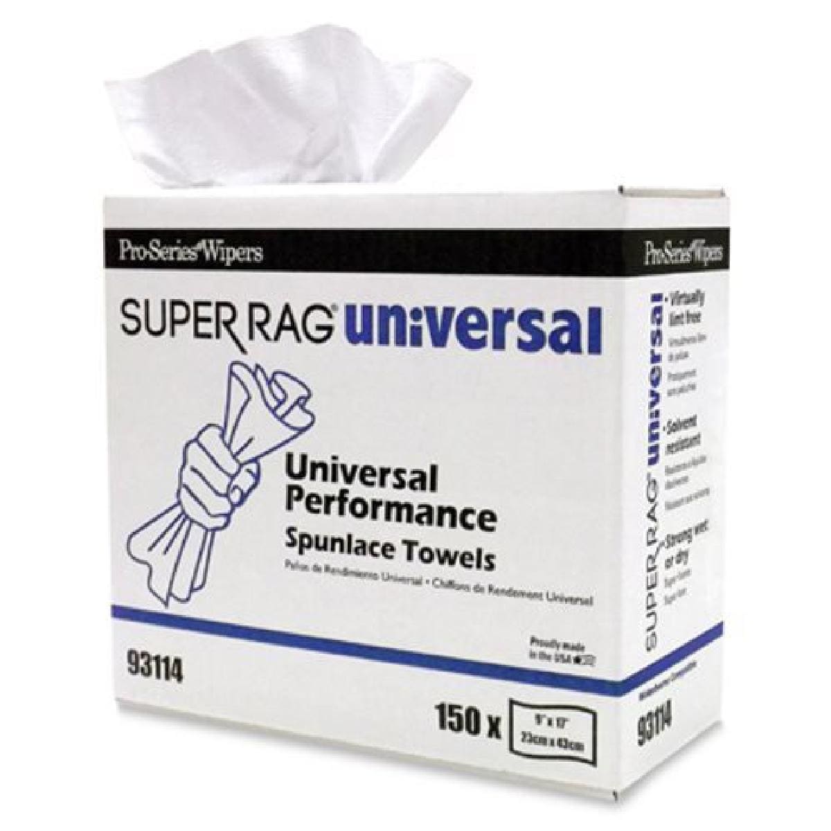 Super Rag Towels, Spunlace, Blue, 12.000 x 13.000, Bulk, 1000